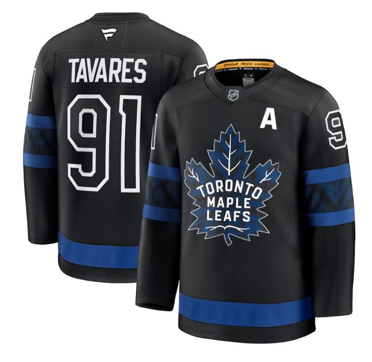 Men's Toronto Maple Leafs #91 John Tavares With A Patch Black X Drew House Inside Out Stitched NHL 2024-25 fanatics Jersey