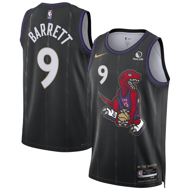 Men's Toronto Raptors #9 RJ Barrett Black 2024-25 City Edition Stitched Basketball Jersey