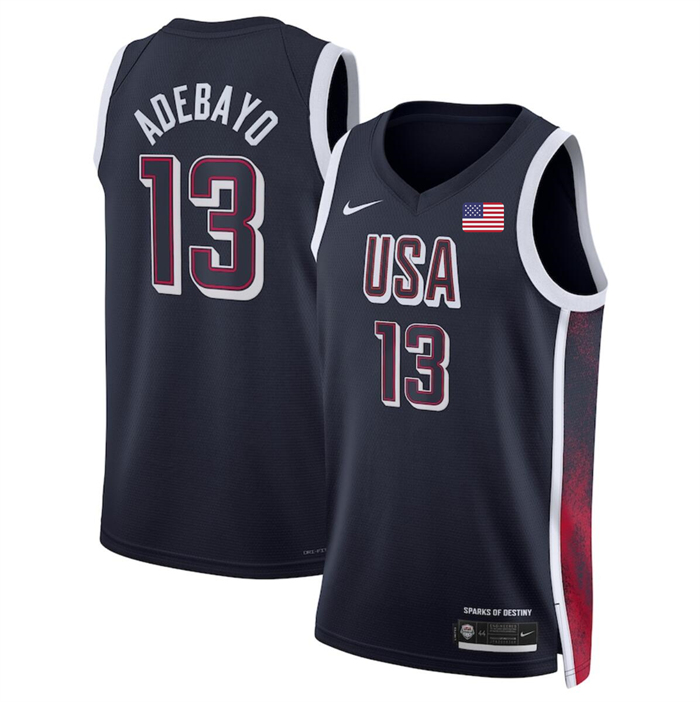 Men's USA Basketball #13 Bam Adebayo Navy 2024 Swingman Stitched Jersey