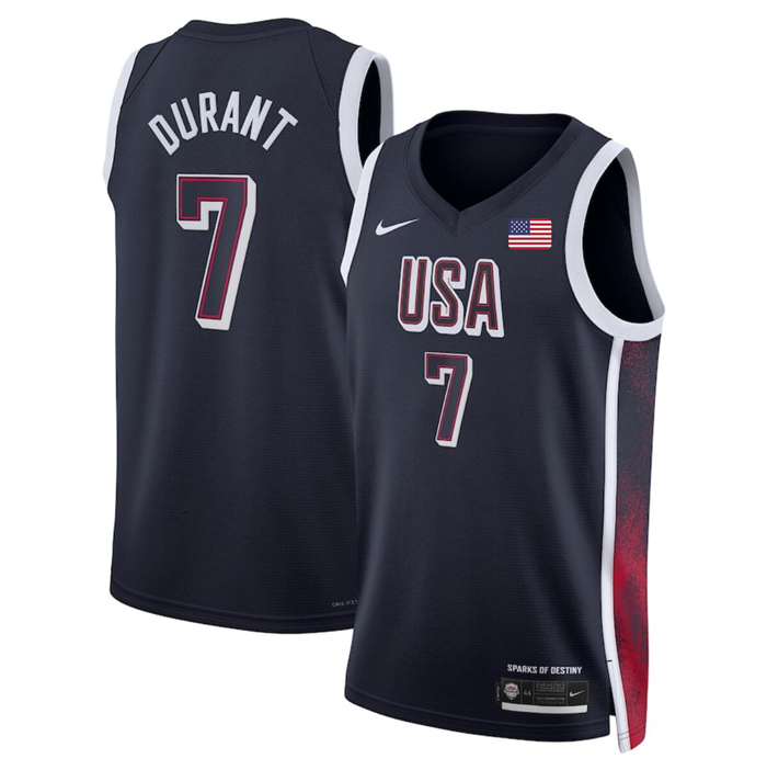 Men's USA Basketball #7 Kevin Durant Navy 2024 Swingman Stitched Jersey