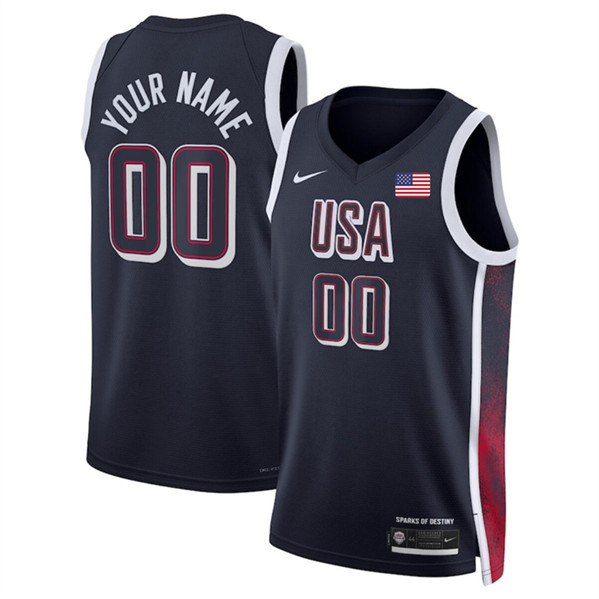 Men's USA Basketball Active Player Custom Navy 2024 Swingman Stitched Jersey