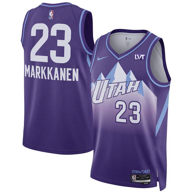 Men's Utah Jazz #23 Lauri Markkanen Purple 2024-25 City Edition Stitched Basketball Jersey