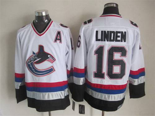 Men's Vancouver Canucks #16 Trevor Linden 1997-98 White CCM Vintage Throwback Jersey