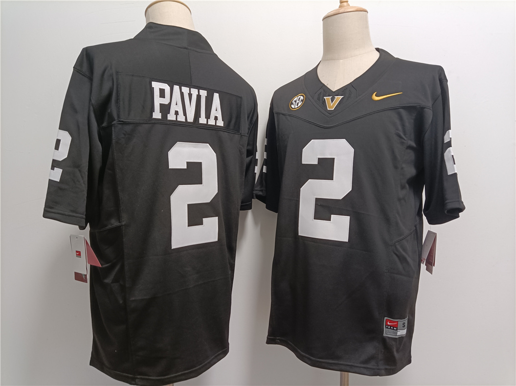 Men's Vanderbilt Commodores #2 Diego Pavia Black FUSE College Football Jersey