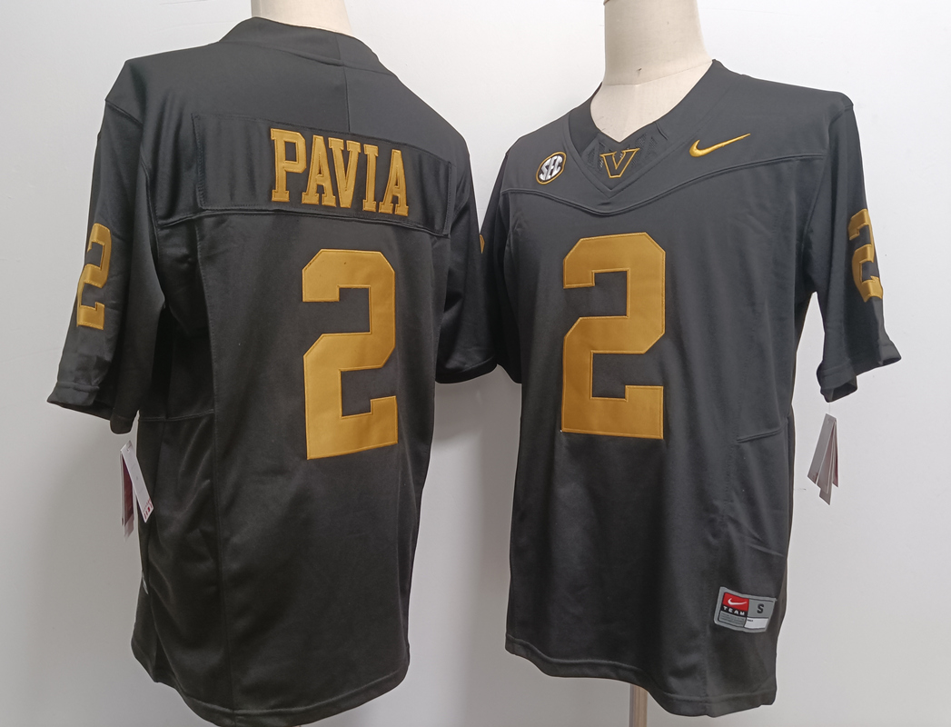 Men's Vanderbilt Commodores #2 Diego Pavia Black Gold FUSE College Football Jersey