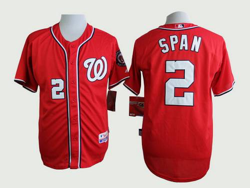 Men's Washington Nationals #2 Denard Span Red Jersey