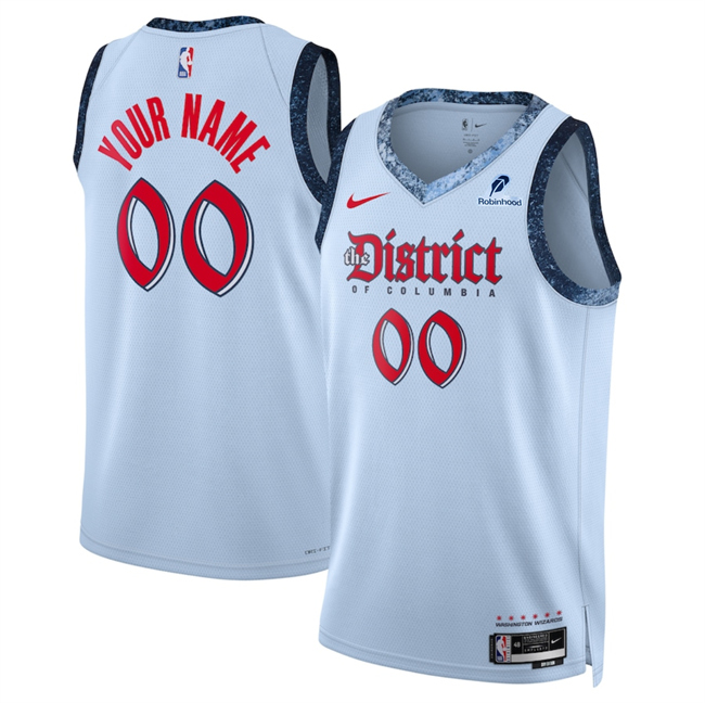 Men's Washington Wizards Active Player Custom Powder Blue 2024-25 City Edition Stitched Basketball Jersey