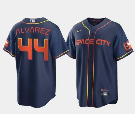 Men's Yordan Alvarez Houston Astros #44 Navy Cool Base 2022 Space City Connect Stitched Jersey