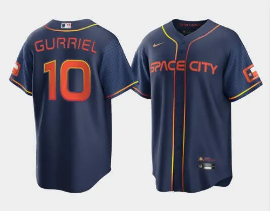 Men's Yuli Gurriel Houston Astros #10 Navy Cool Base 2022 Space City Connect Stitched Jersey