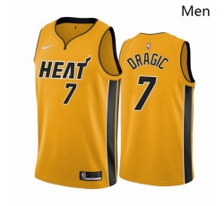 Men Miami Heat 7 Goran Dragic Yellow NBA Swingman 2020 21 Earned Edition Jersey