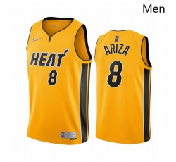 Men Miami Heat 8 Trevor Ariza Yellow NBA Swingman 2020 21 Earned Edition Jersey