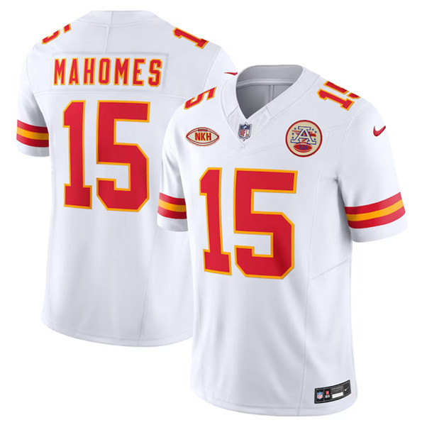 Men’s Kansas City Chiefs #15 Patrick Mahomes White 2023 F.U.S.E. With NKH Patch Vapor Untouchable Limited Football Stitched Jersey