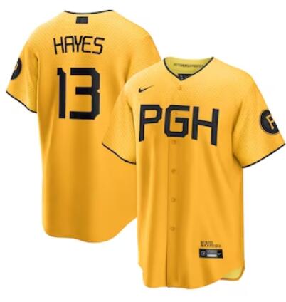 Mens's Pittsburgh Pirates #13 Ke'Bryan Hayes Nike Official Replica 2023 City Connect Jersey