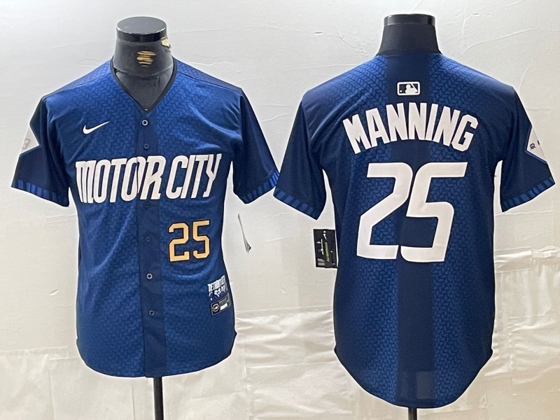 Mens Detroit Tigers #25 Matt Manning 2024 Number Navy City Connect Cool Base Limited Stitched Jersey