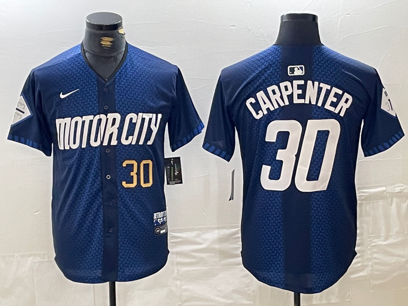 Mens Detroit Tigers #30 Kerry Carpenter Number 2024 Navy City Connect Cool Base Limited Stitched Jersey