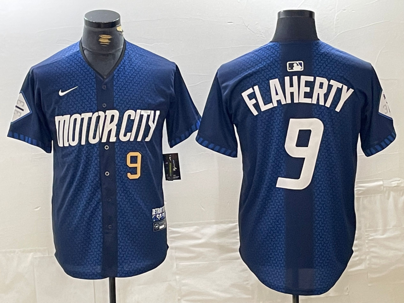 Mens Detroit Tigers #9 Jack Flaherty Number 2024 Navy City Connect Cool Base Limited Stitched Jersey