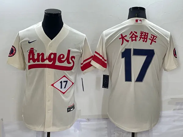 Mens Los Angeles Angels #17 大谷翔平 2022 Cream City Connect Cool Base Stitched Jersey