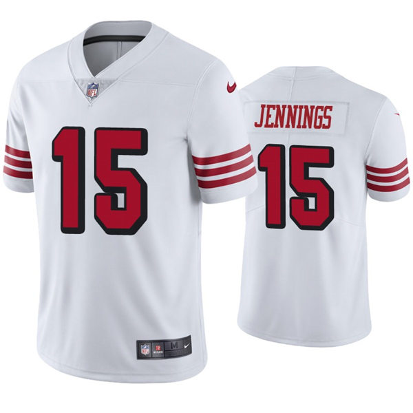 Mens San Francisco 49ers #15 Jauan Jennings Nike White Retro 1994 75th Anniversary Throwback Classic Limited Jersey