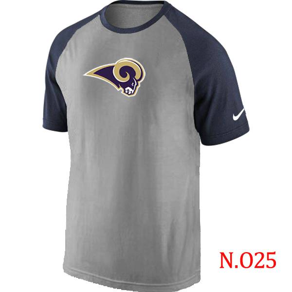 Mens St.Louis Rams Ash Tri Big Play Raglan T-Shirt Grey- Navy