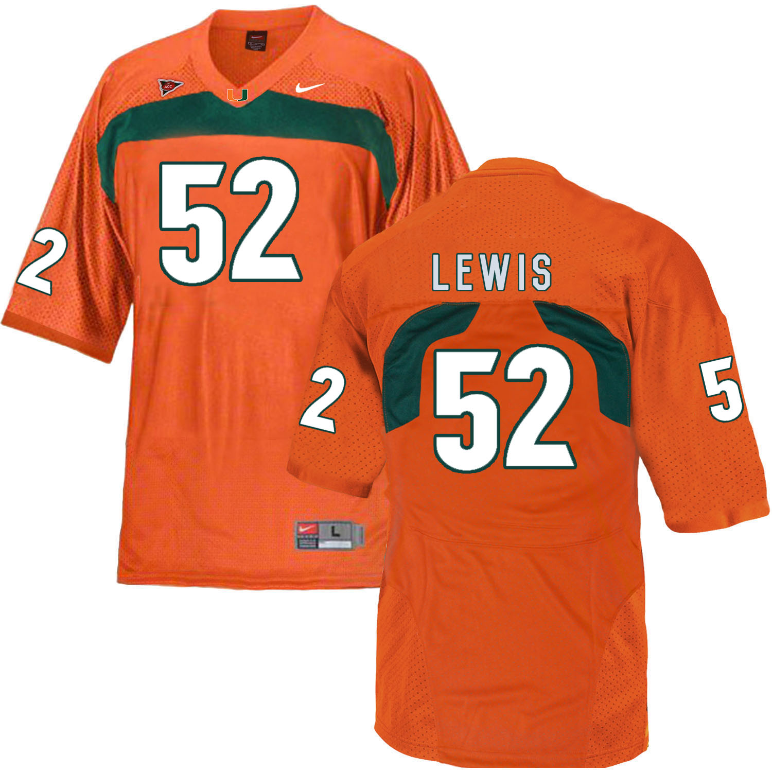 Miami Hurricanes 52 Ray Lewis Orange College Football Jersey