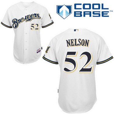 Milwaukee Brewers #52 Jimmy Nelson White Jersey