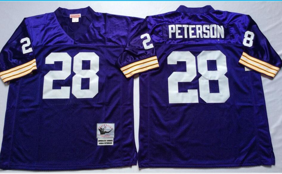 Minnesota Vikings #28 Adrian Peterson Purple Throwback Stitched Jersey