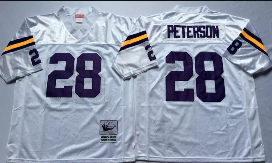 Minnesota Vikings #28 Adrian Peterson White Throwback Stitched Jersey