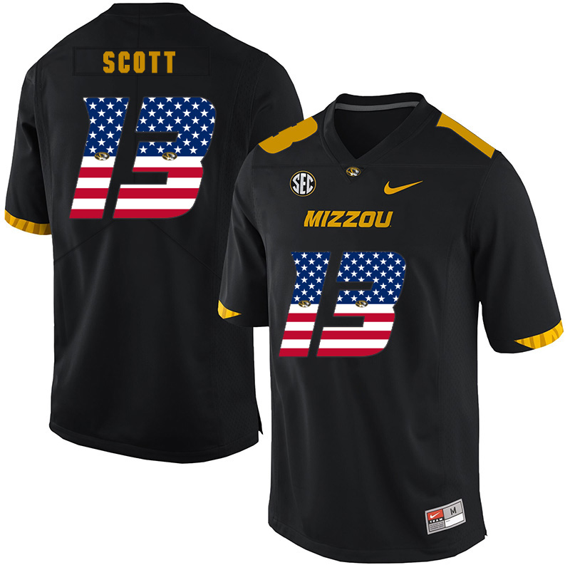 Missouri Tigers 13 Kam Scott Black USA Flag Nike College Football Jersey