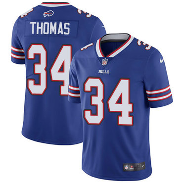 Nike Bills #34 Thurman Thomas Royal Blue Team Color Stitched NFL Vapor Untouchable Limited Jersey-Men‘s