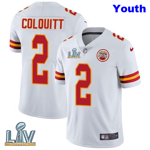 Nike Chiefs 2 Dustin Colquitt White Youth Vapor Untouchable Limited Jersey