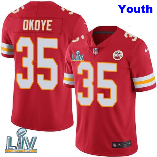 Nike Chiefs 35 Christian Okoye Red Youth Vapor Untouchable Limited Jersey