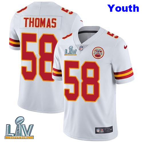 Nike Chiefs 58 Derrick Thomas White Youth Vapor Untouchable Limited Jersey