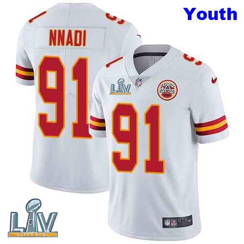 Nike Chiefs 91 Derrick Nnadi White Youth Vapor Untouchable Limited Jersey