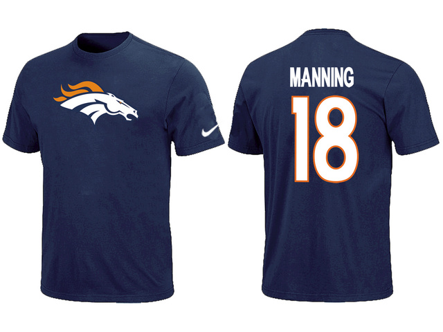 Nike Denver Broncos Peyton 18 Manning Name & Number T-Shirt Blue