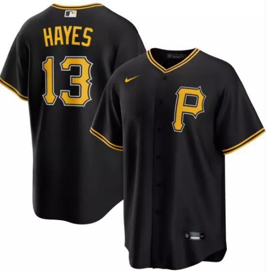 Nike Men's Pittsburgh Pirates Ke'Bryan Hayes #13 Black Cool Base Jersey