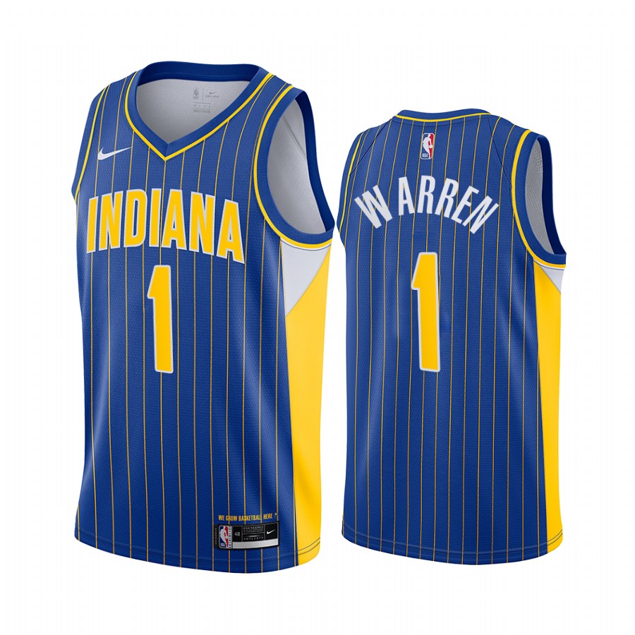 Nike Pacers #1 TJ Warren Blue NBA Swingman 2020-21 City Edition Jersey