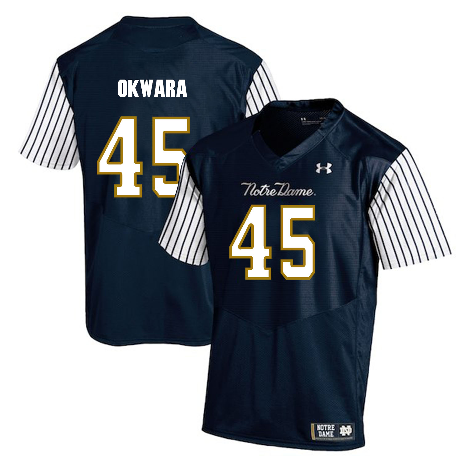 Notre Dame Fighting Irish 45 Romeo Okwara Navy College Football Jersey