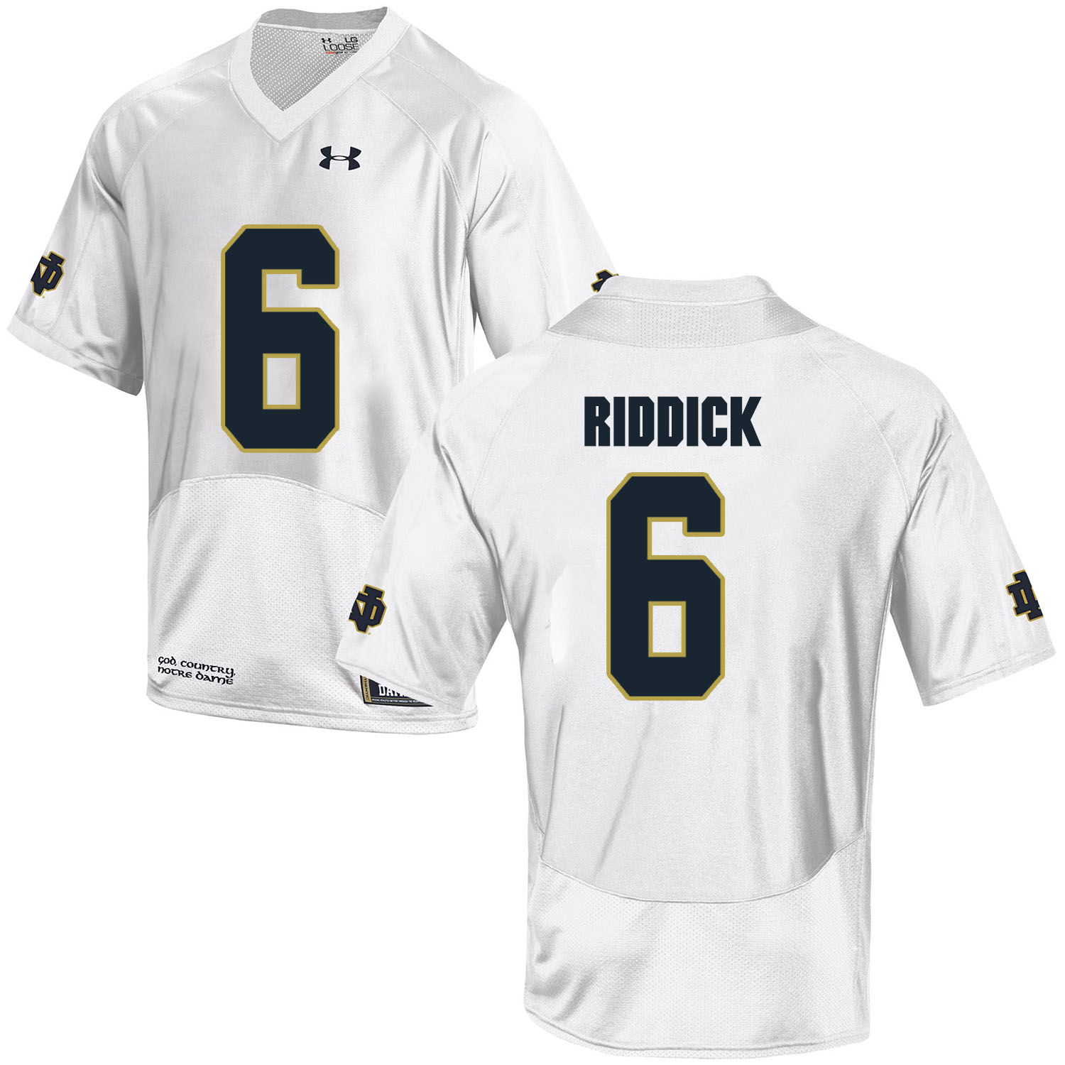 Notre Dame Fighting Irish 6 Theo Riddick White College Football Jersey