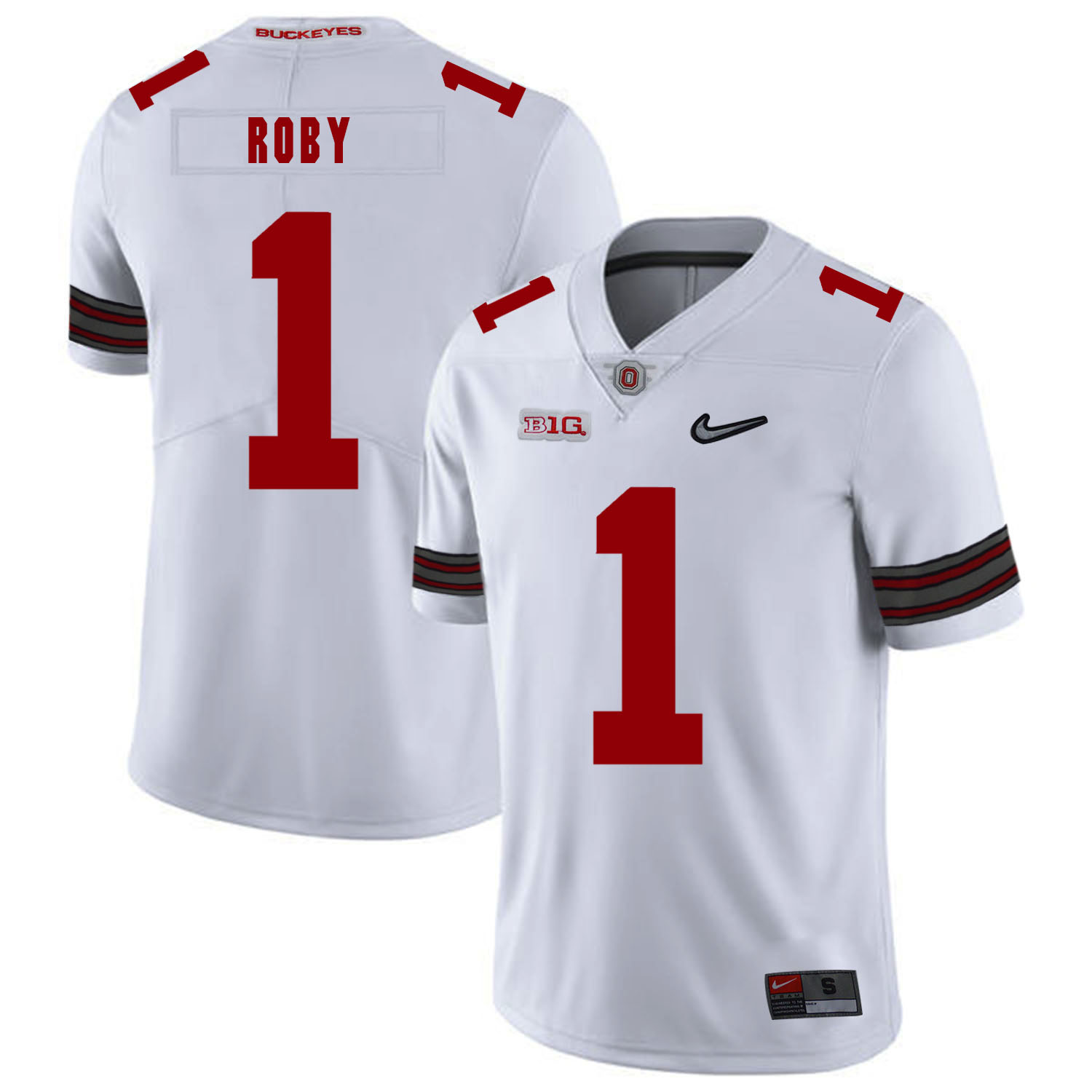 Ohio State Buckeyes 1 Bradley Roby White Diamond Nike Logo College Football Jersey