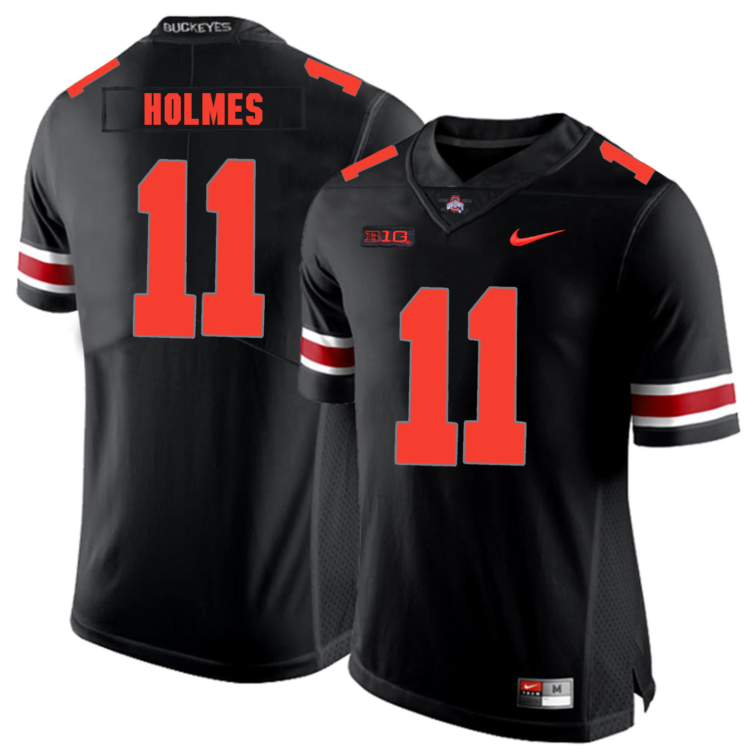 Ohio State Buckeyes 11 Jalyn Holmes Black Shadow Nike College Football Jersey