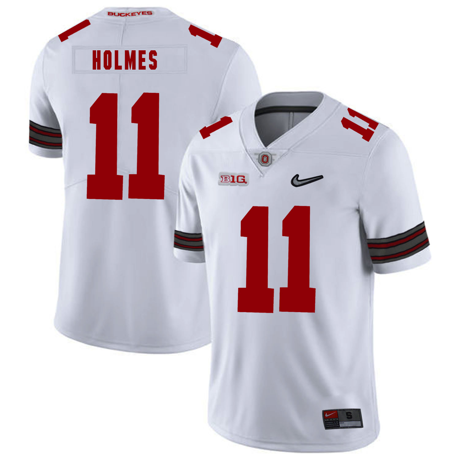 Ohio State Buckeyes 11 Jalyn Holmes White Diamond Nike Logo College Football Jersey