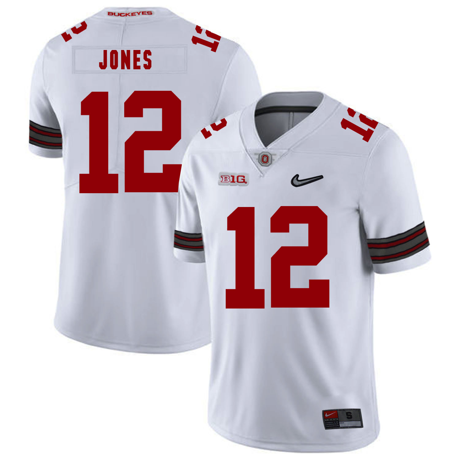 Ohio State Buckeyes 12 Cardale Jones 12 White Diamond Nike Logo College Football Jersey