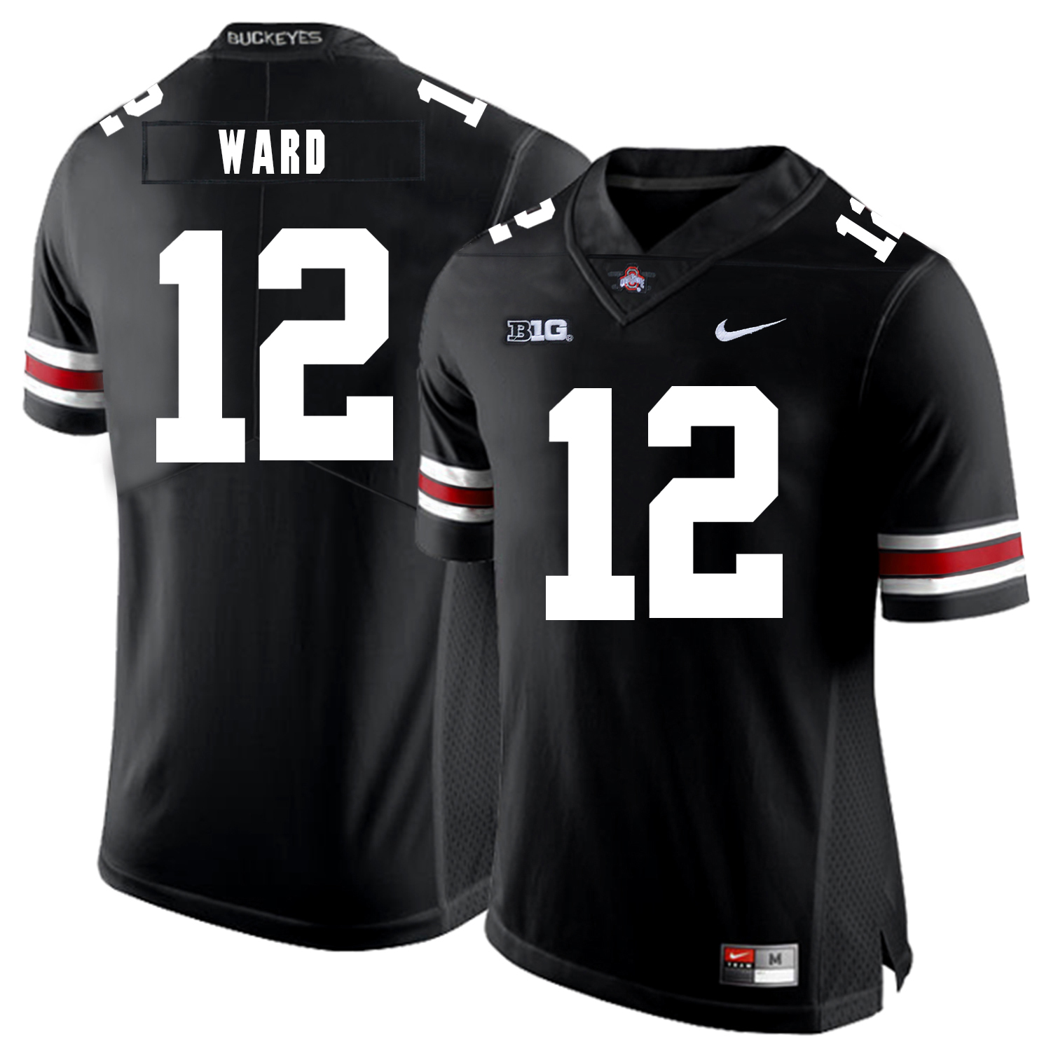 Ohio State Buckeyes 12 Denzel Ward Black Nike College Football Jersey