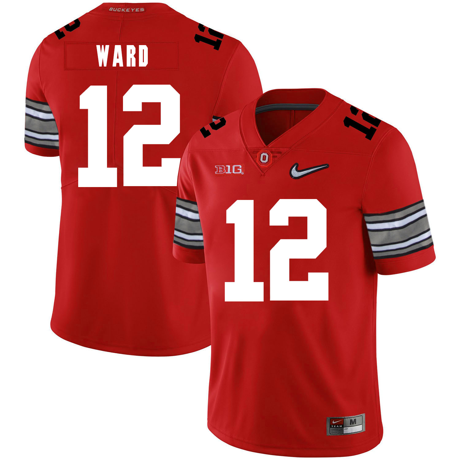 Ohio State Buckeyes 12 Denzel Ward Red Diamond Nike Logo College Football Jersey