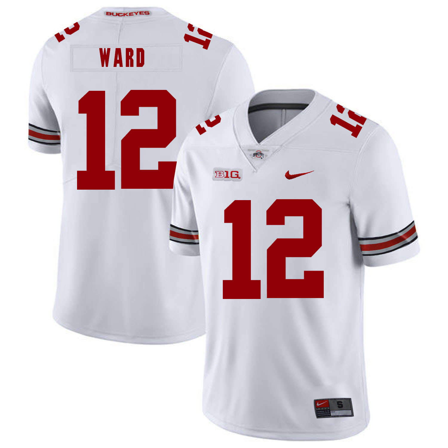 Ohio State Buckeyes 12 Denzel Ward White Nike College Football Jersey