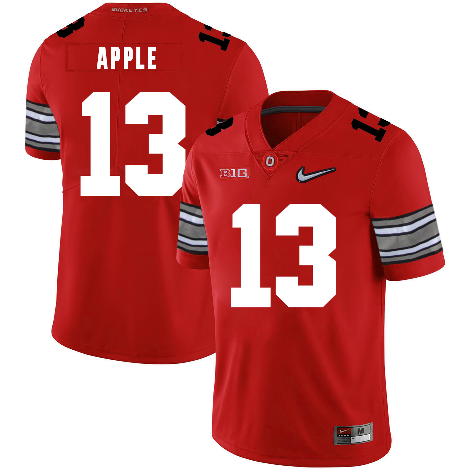 Ohio State Buckeyes 13 Eli Apple Red Diamond Nike Logo College Football Jersey