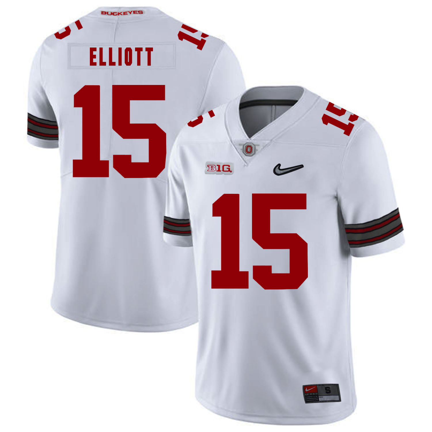 Ohio State Buckeyes 15 Ezekiel Elliott White Diamond Nike Logo College Football Jersey