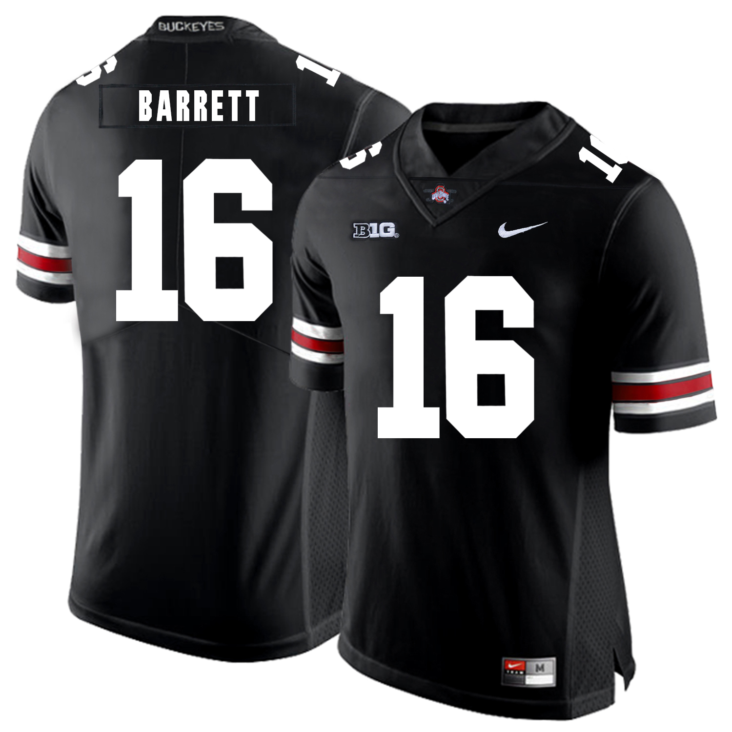 Ohio State Buckeyes 16 J.T. Barrett Black Nike College Football Jersey