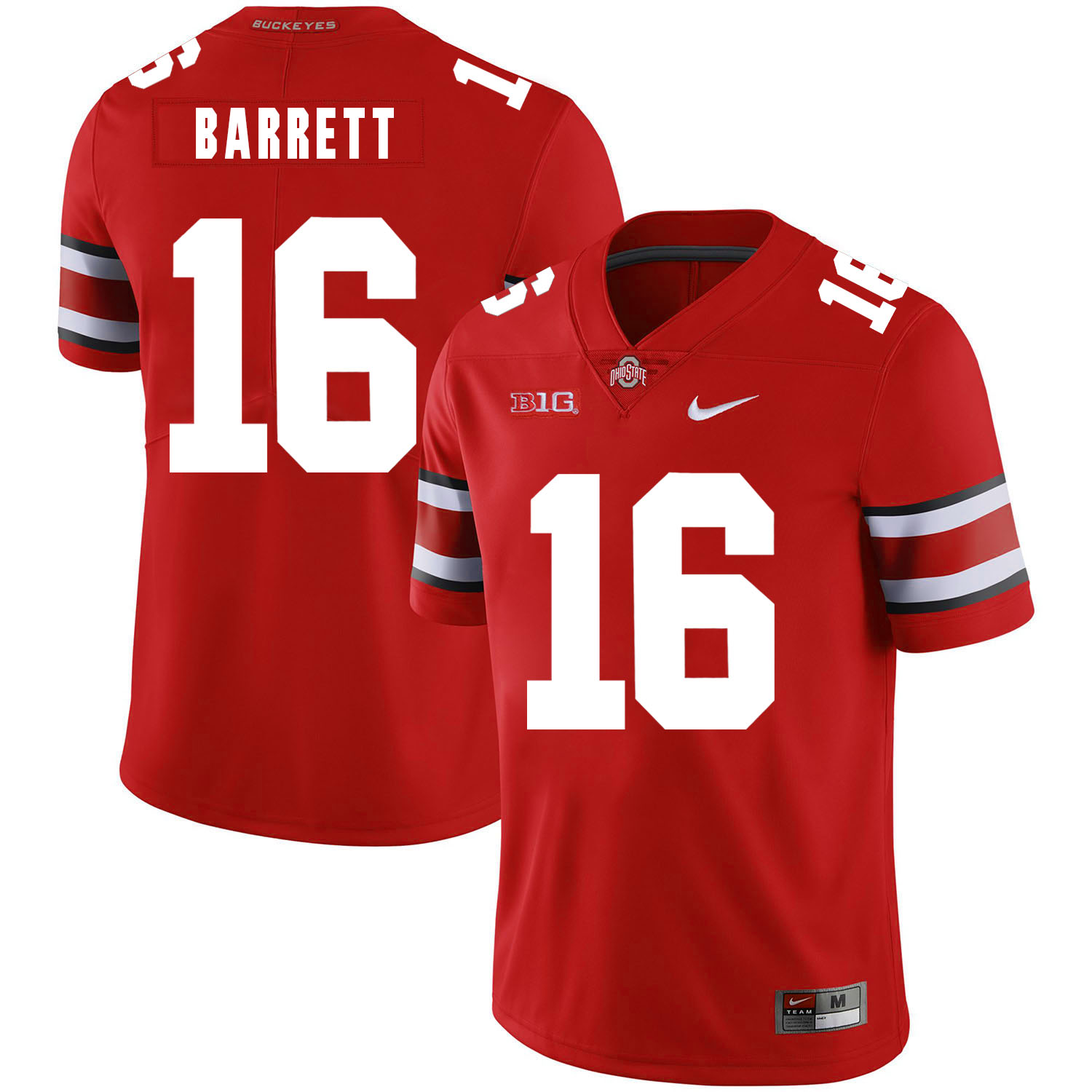 Ohio State Buckeyes 16 J.T. Barrett Red Nike College Football Jersey