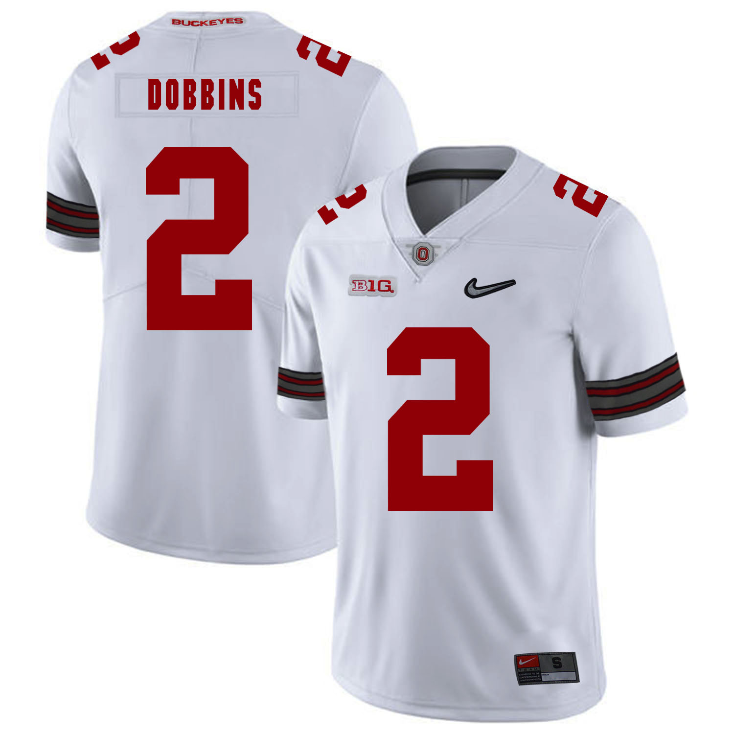 Ohio State Buckeyes 2 J.K. Dobbins White Diamond Nike Logo College Football Jersey